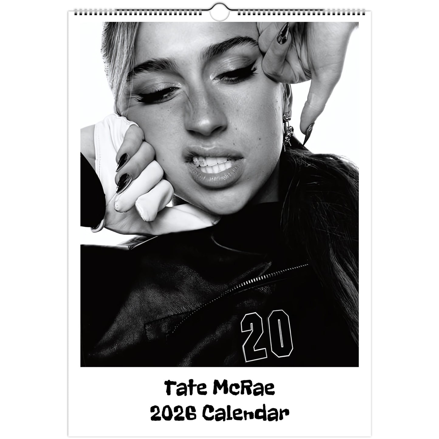 Tate McRae 2026 A3 wall calendar front cover