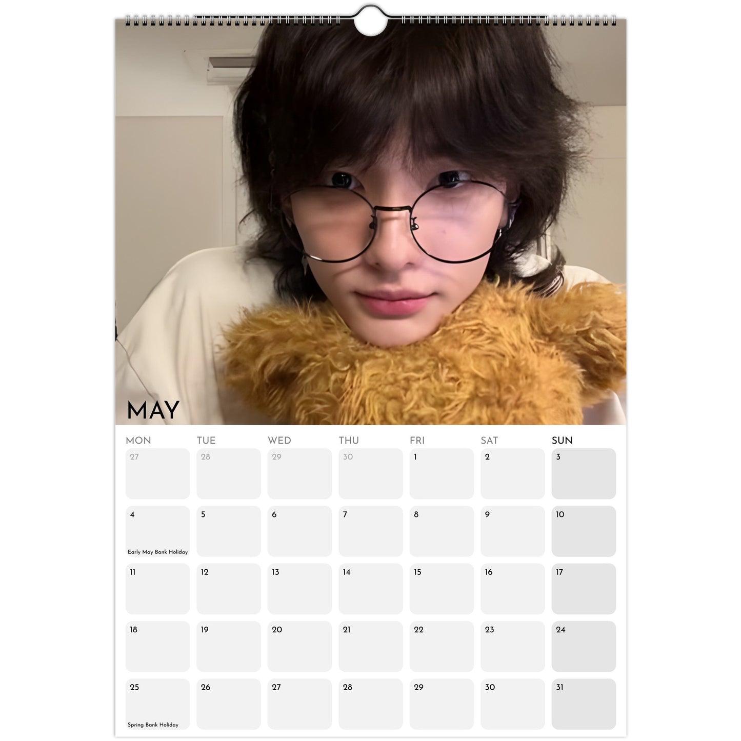 Stray Kids Hyunjin Boyfriend Style 2026 A3 wall calendar May