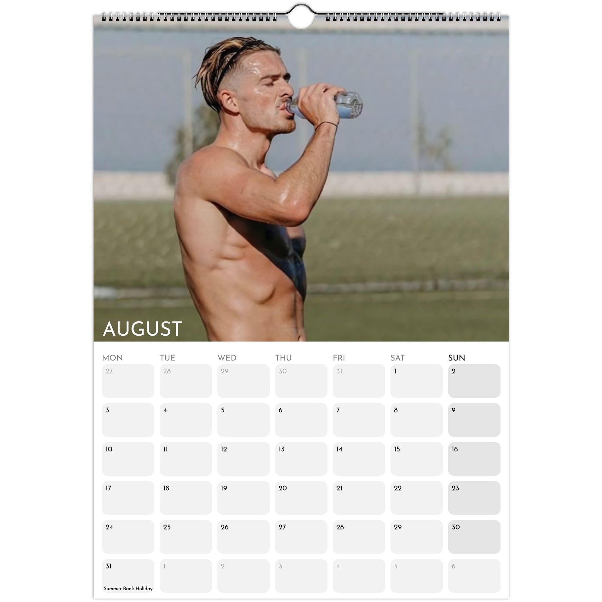 Jack Grealish 2026 A3 wall calendar August