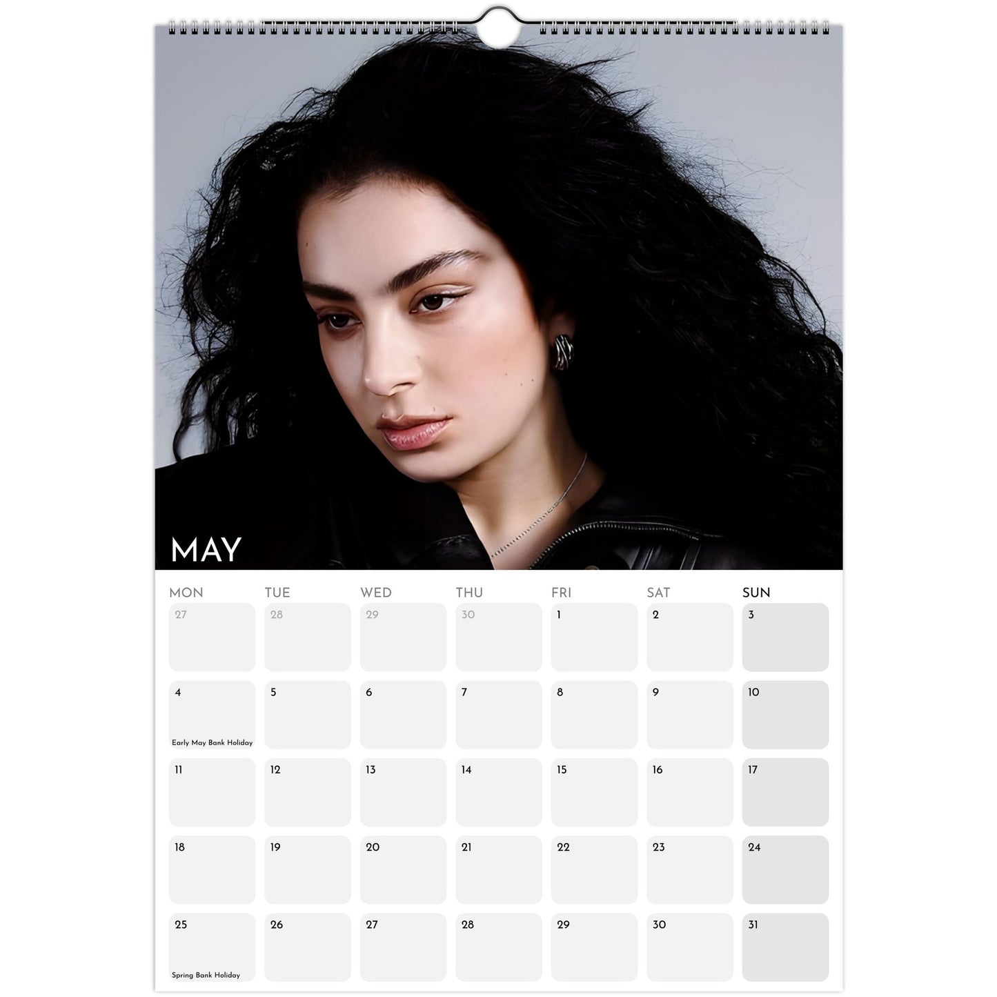 Charli XCX 2026 A3 wall calendar May