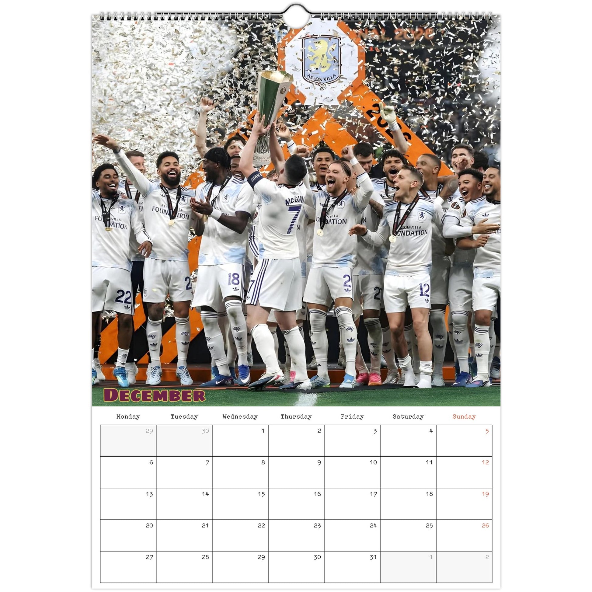 Aston Villa Calendar December page