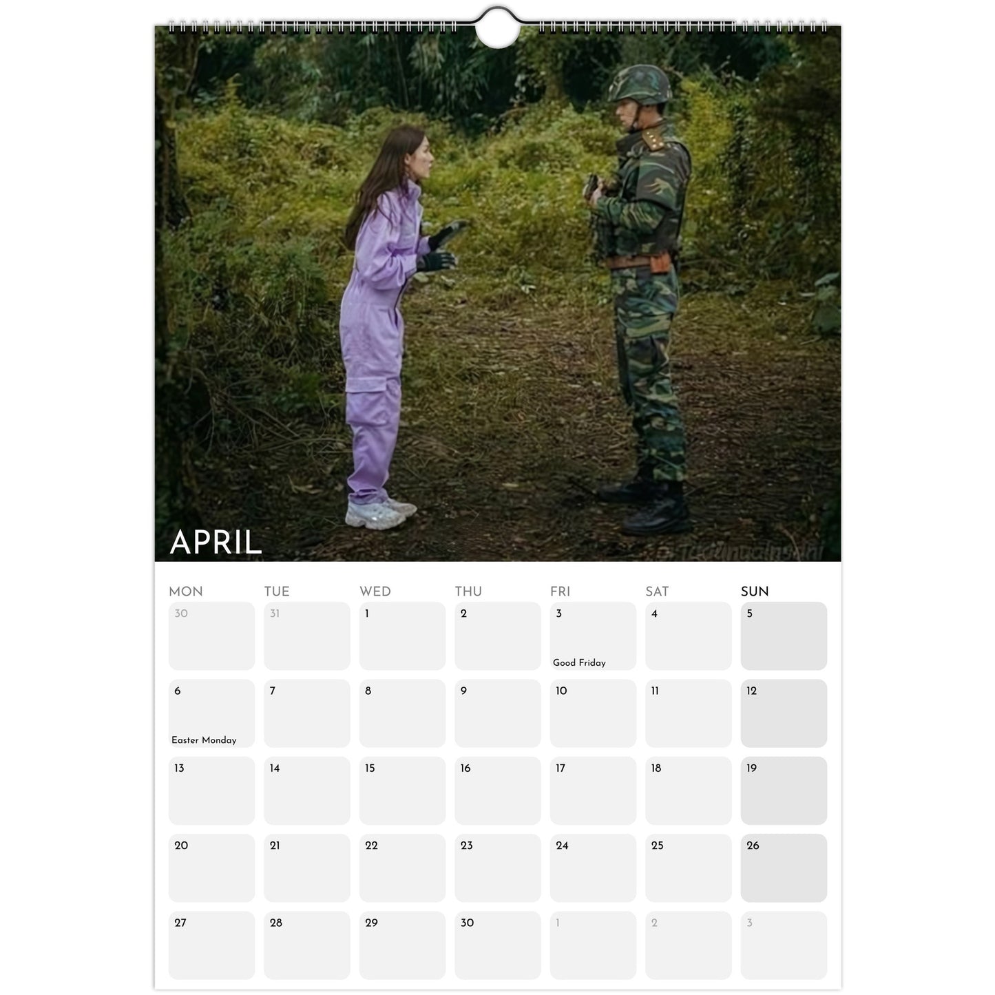 Crash Landing on You 2026 A3 wall calendar April