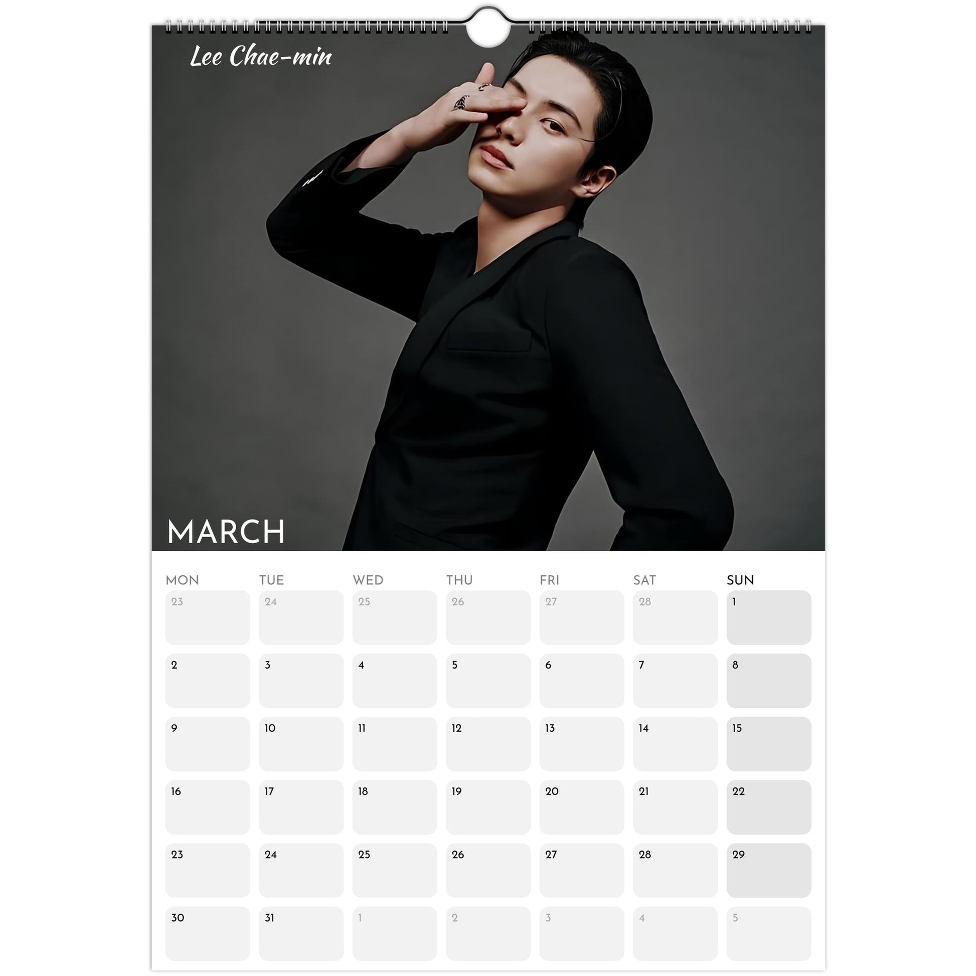 Hot Korean Actors 2026 A3 wall calendar March