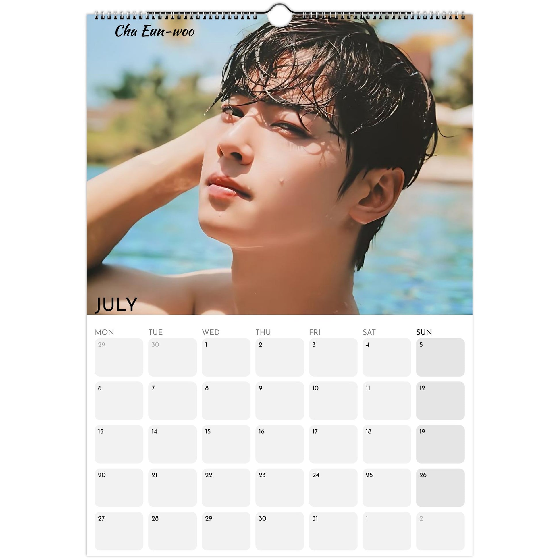 Hot Korean Actors 2026 A3 wall calendar July