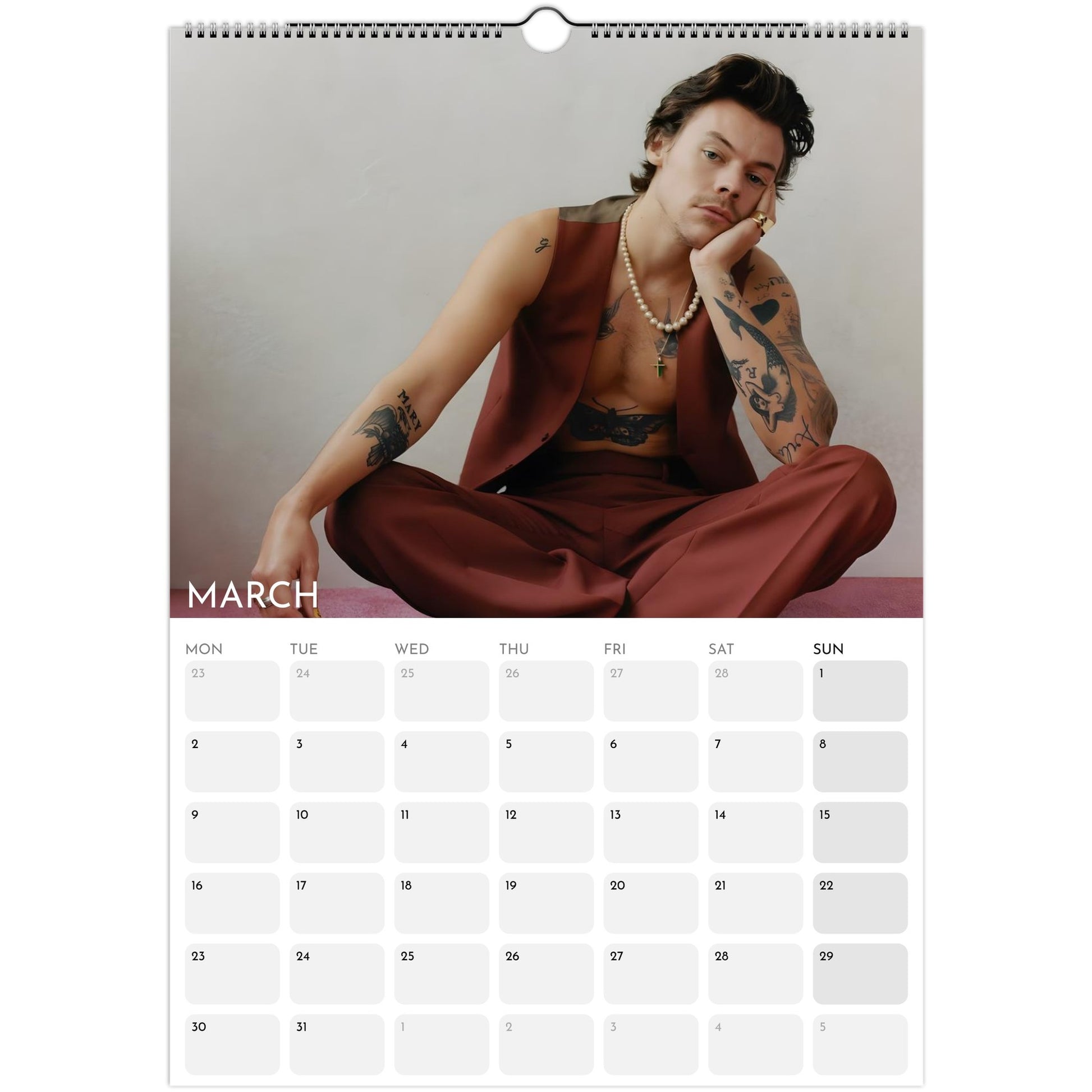 Harry Styles 2026 A3 wall calendar March