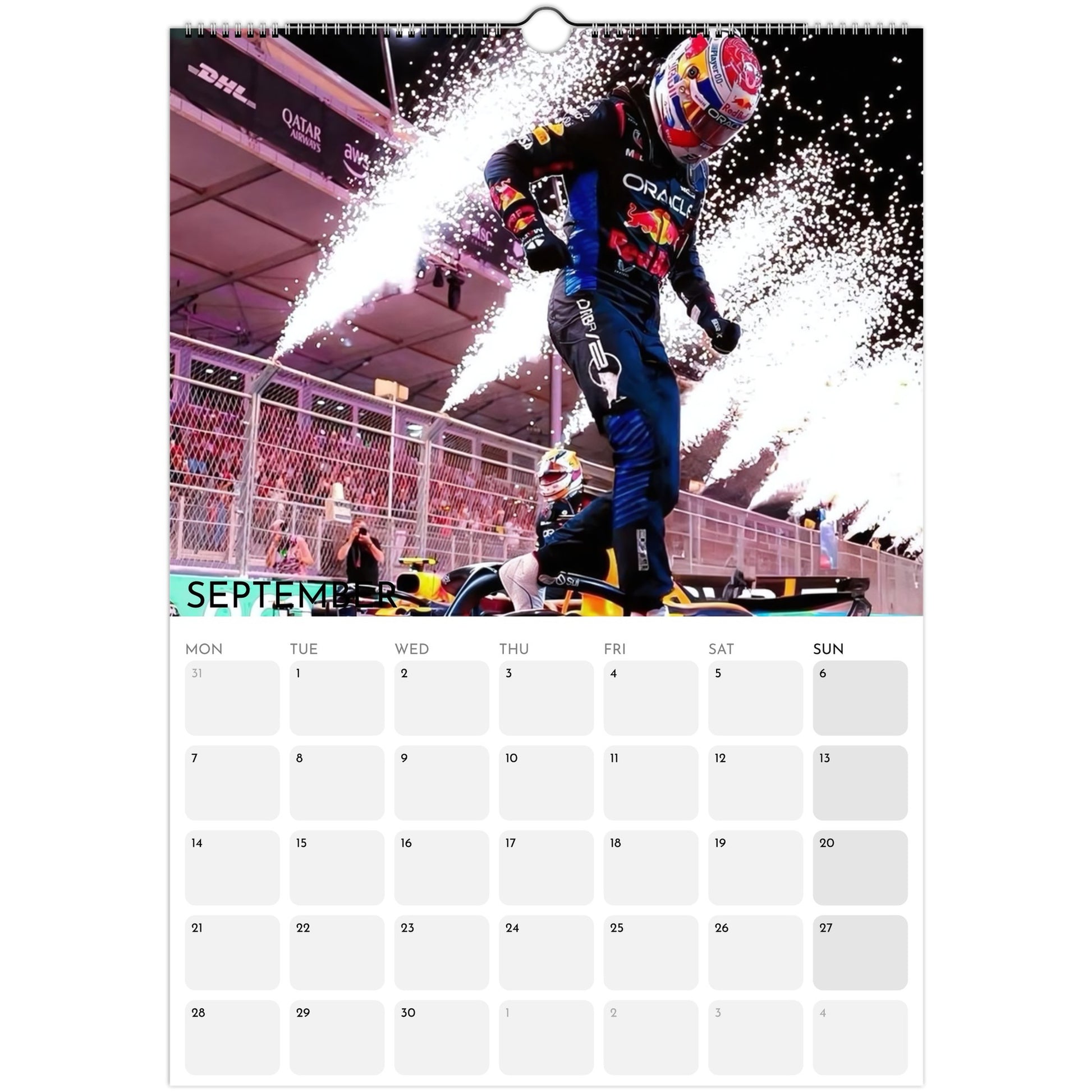 Max Verstappen 2026 A3 wall calendar September