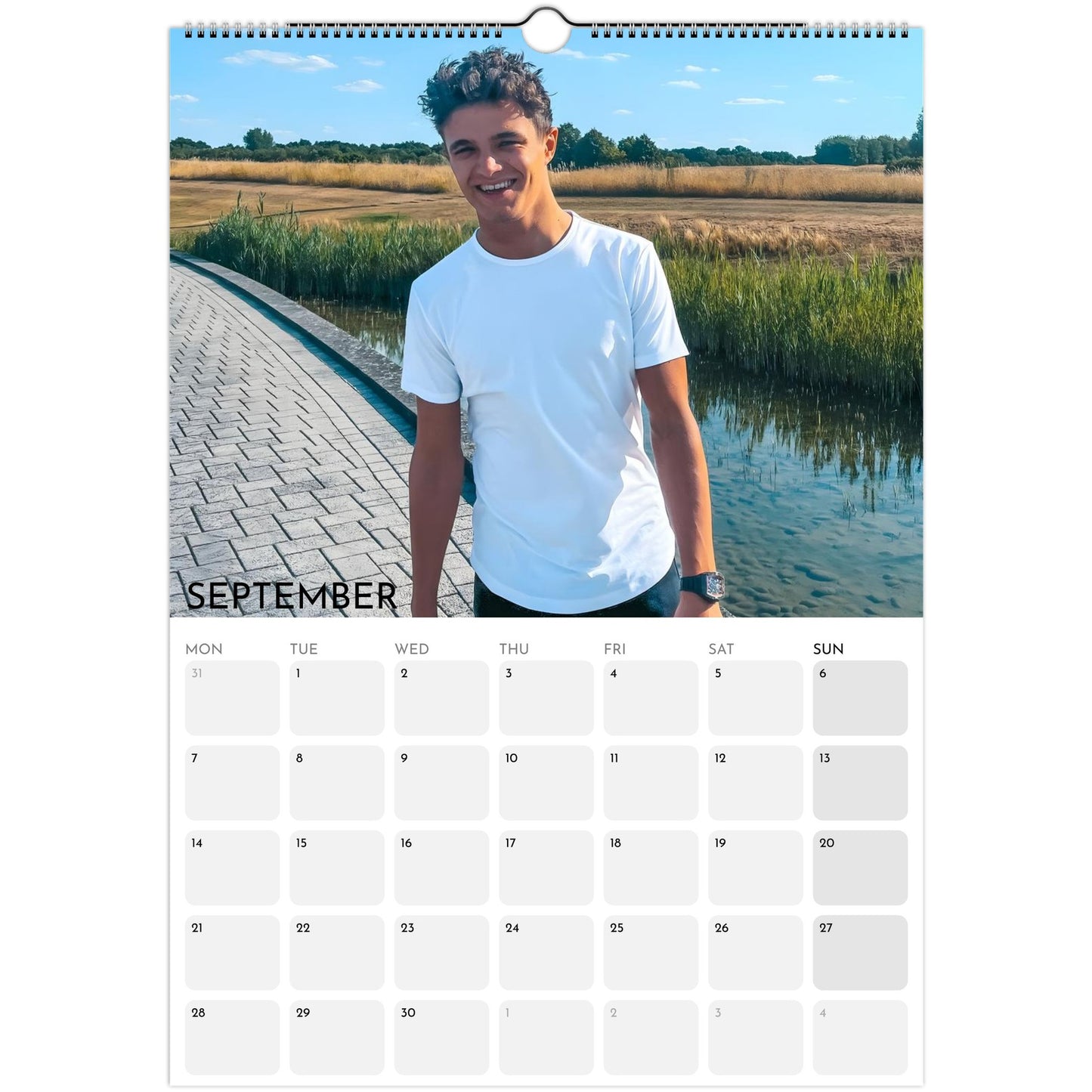 A3 Lando Norris boyfriend‑style monthly calendar