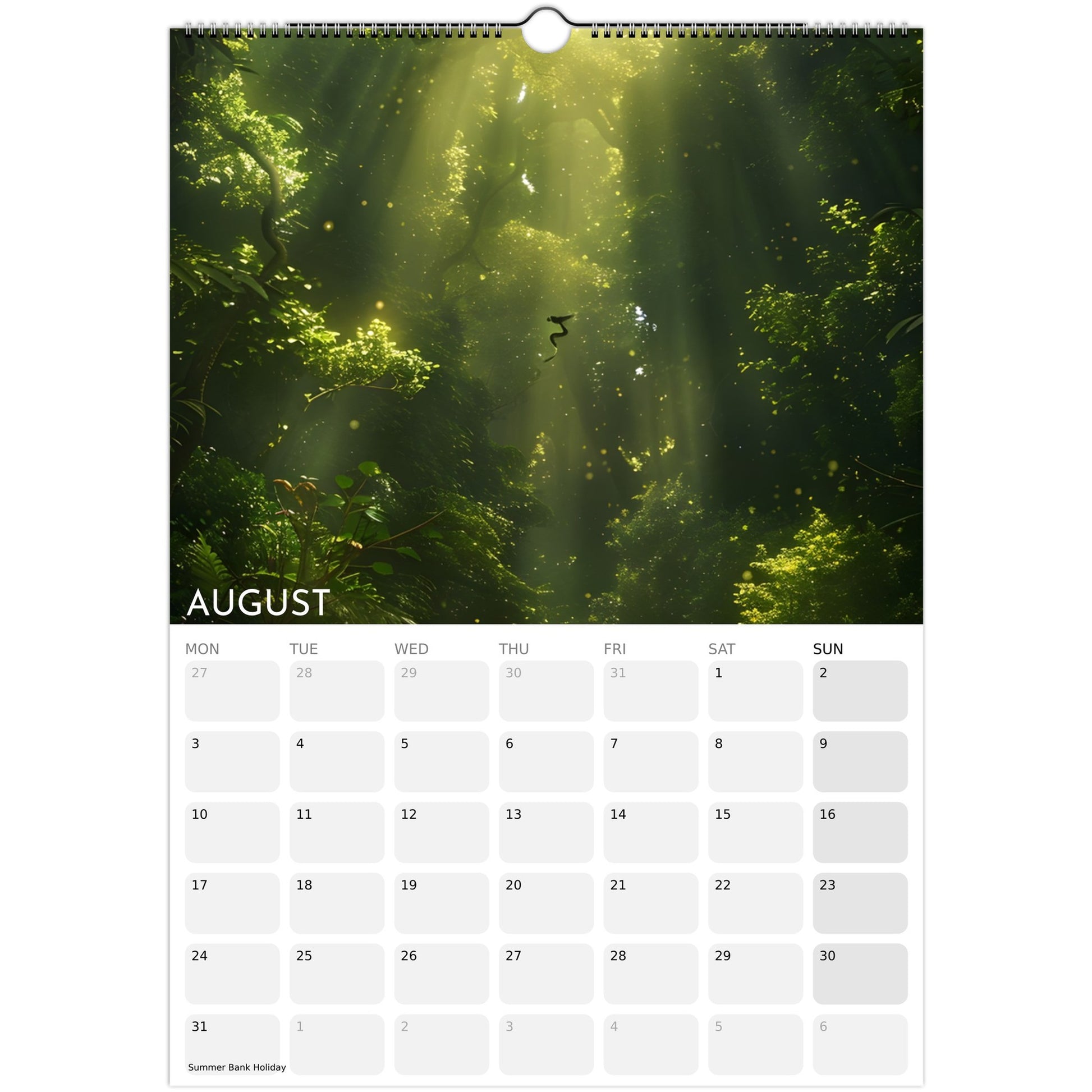 Enchanted Forest 2026 A3 wall calendar August