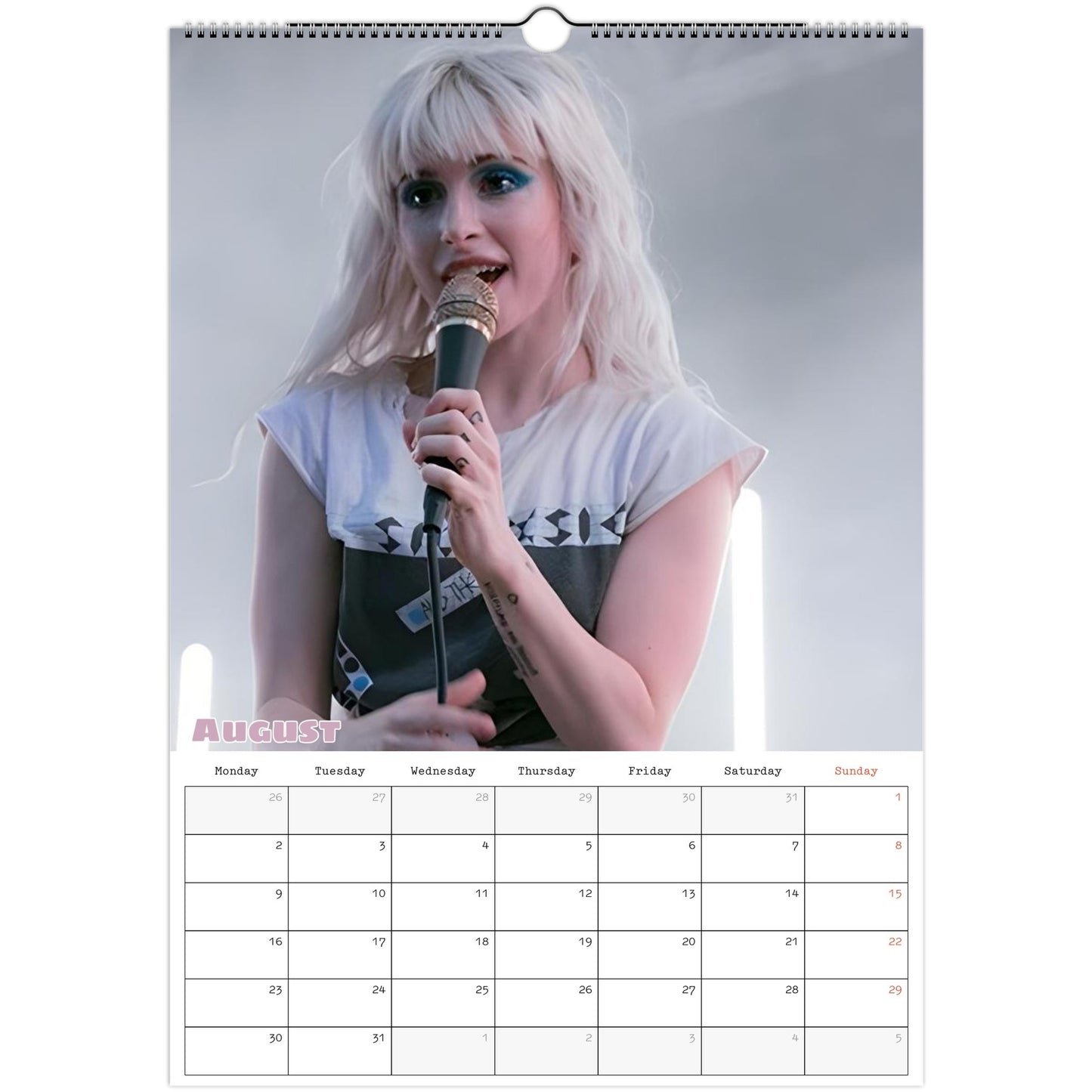 Hayley Williams Calendar August page