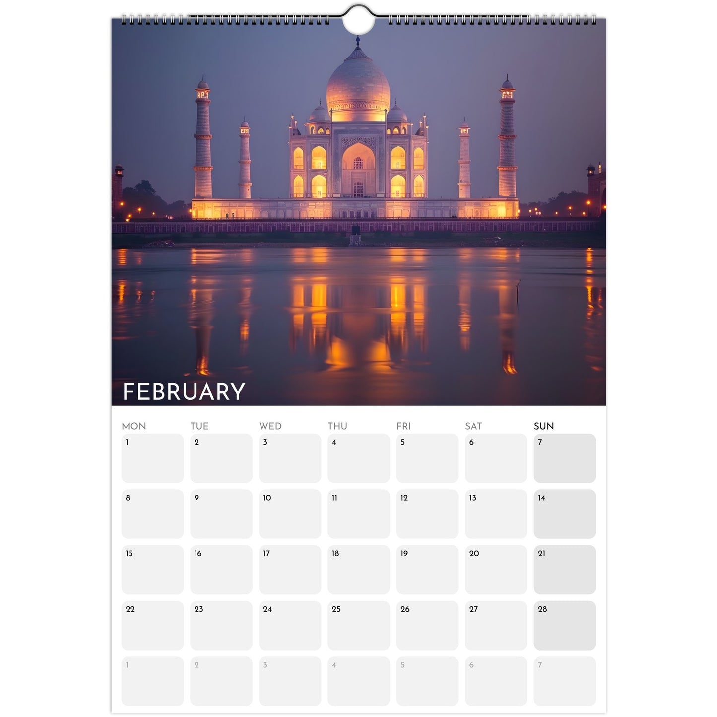 Beautiful India 2026 A3 wall calendar February 2027