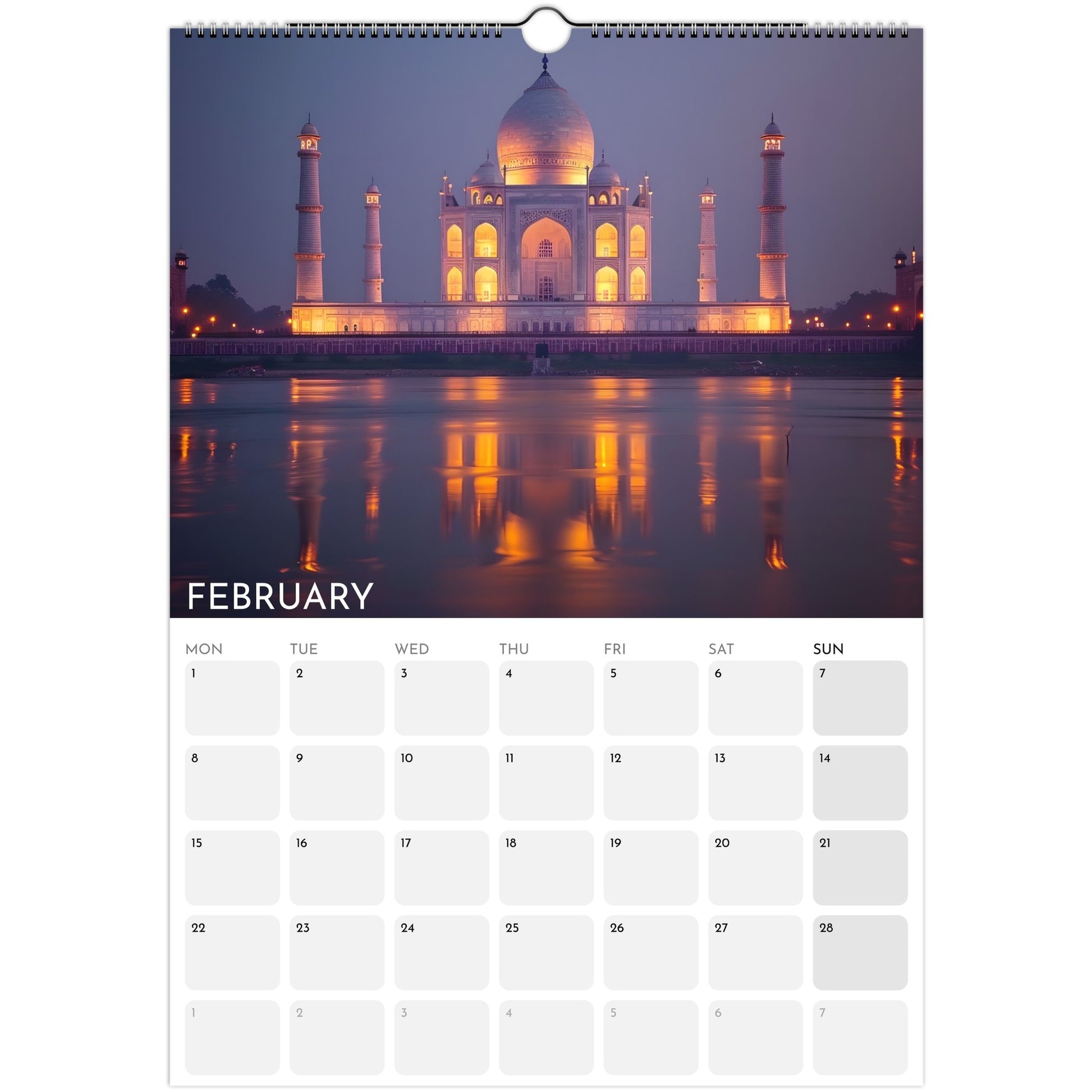 Beautiful India 2026 A3 wall calendar February 2027