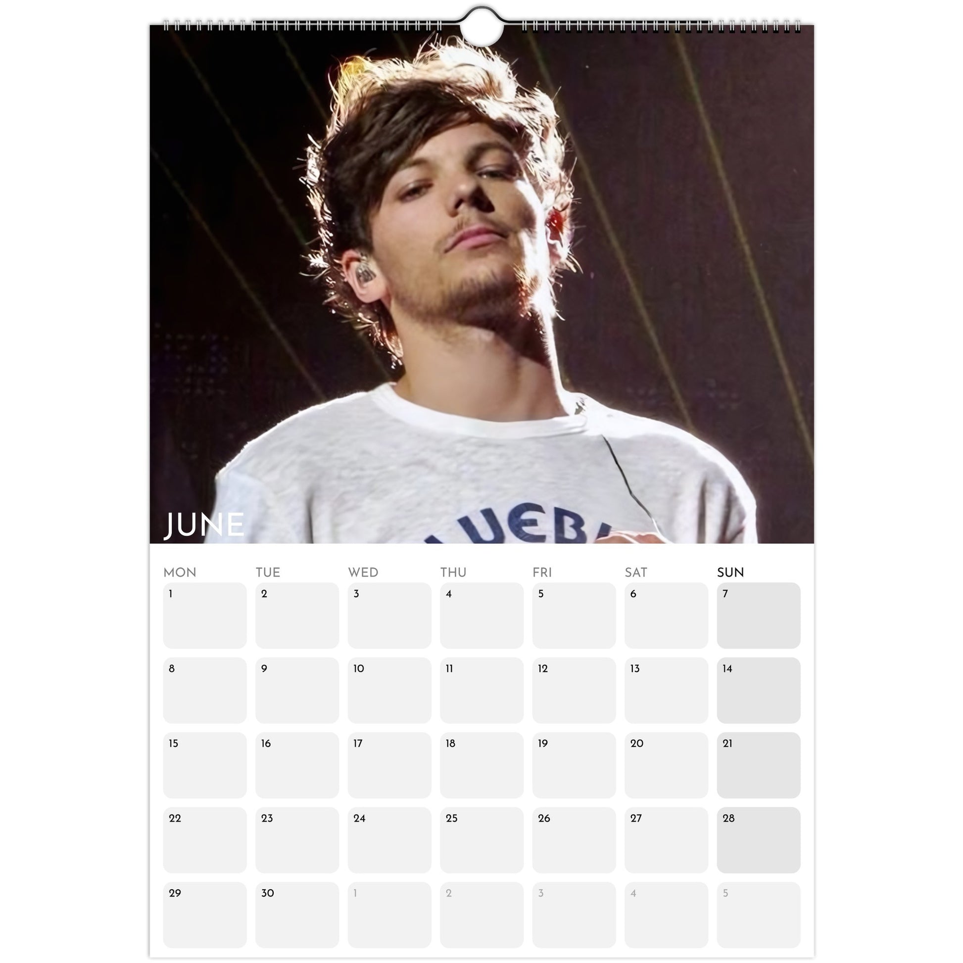 Louis Tomlinson 2026 A3 wall calendar June 2026
