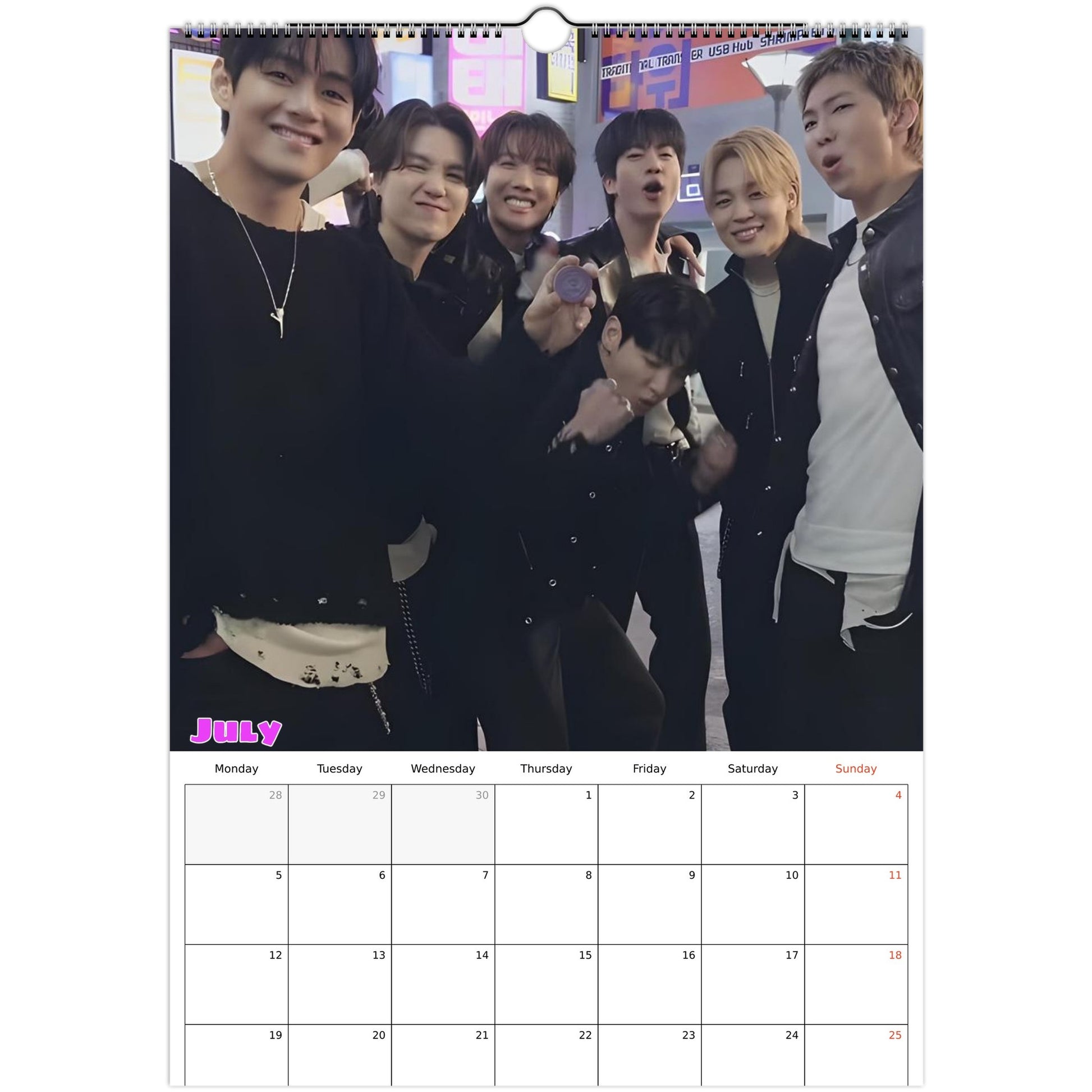 BTS July calendar page 