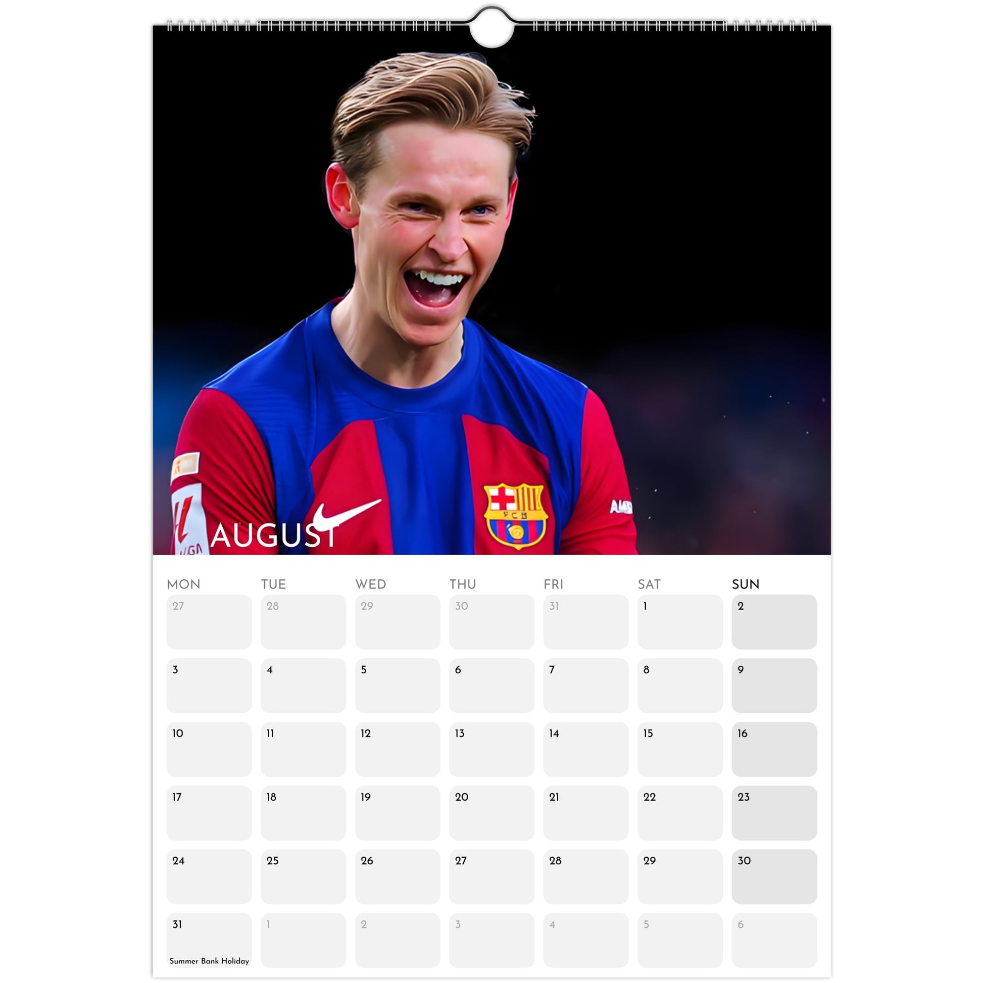 FC Barcelona 2026 A3 wall calendar August