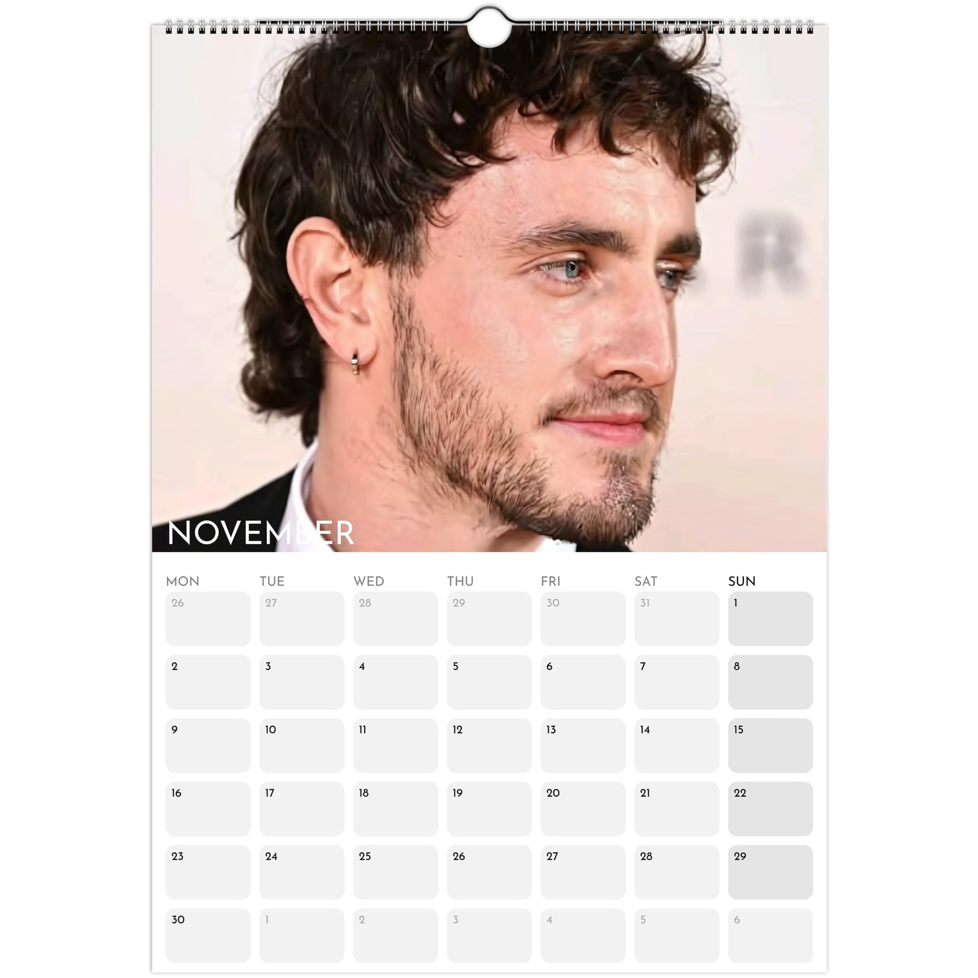 Paul Mescal 2026 A3 wall calendar November