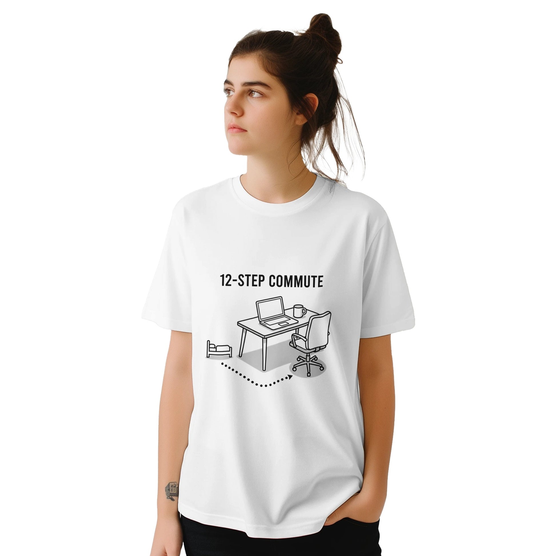 Remote work aesthetic line art t‑shirt