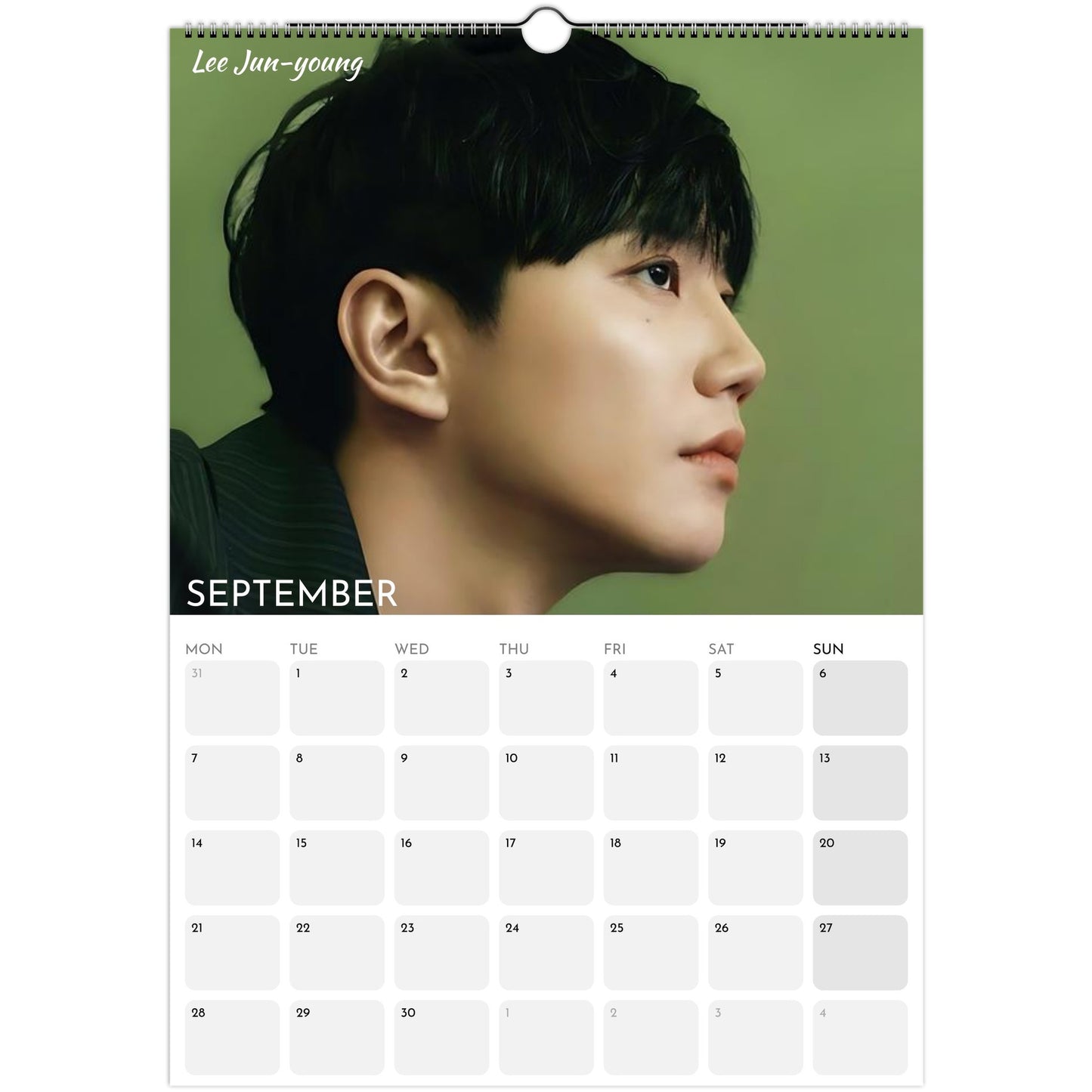 Hot Korean Actors 2026 A3 wall calendar September