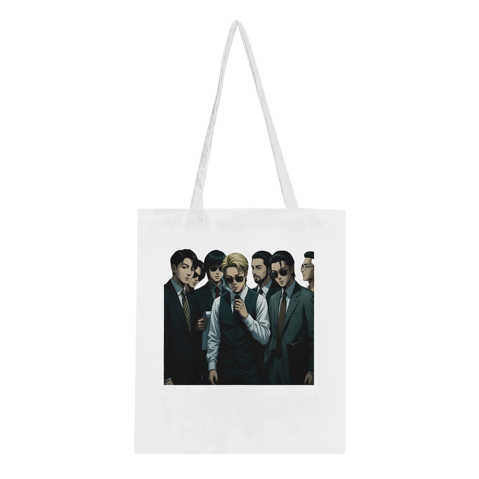 BTS single design tote bag in white canvas