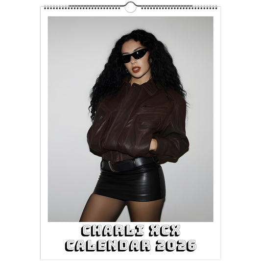 Charli XCX 2026 A3 wall calendar front cover