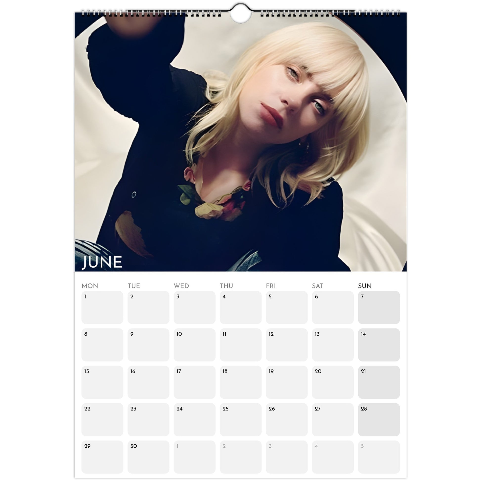 Billie Eilish 2026 A3 wall calendar June