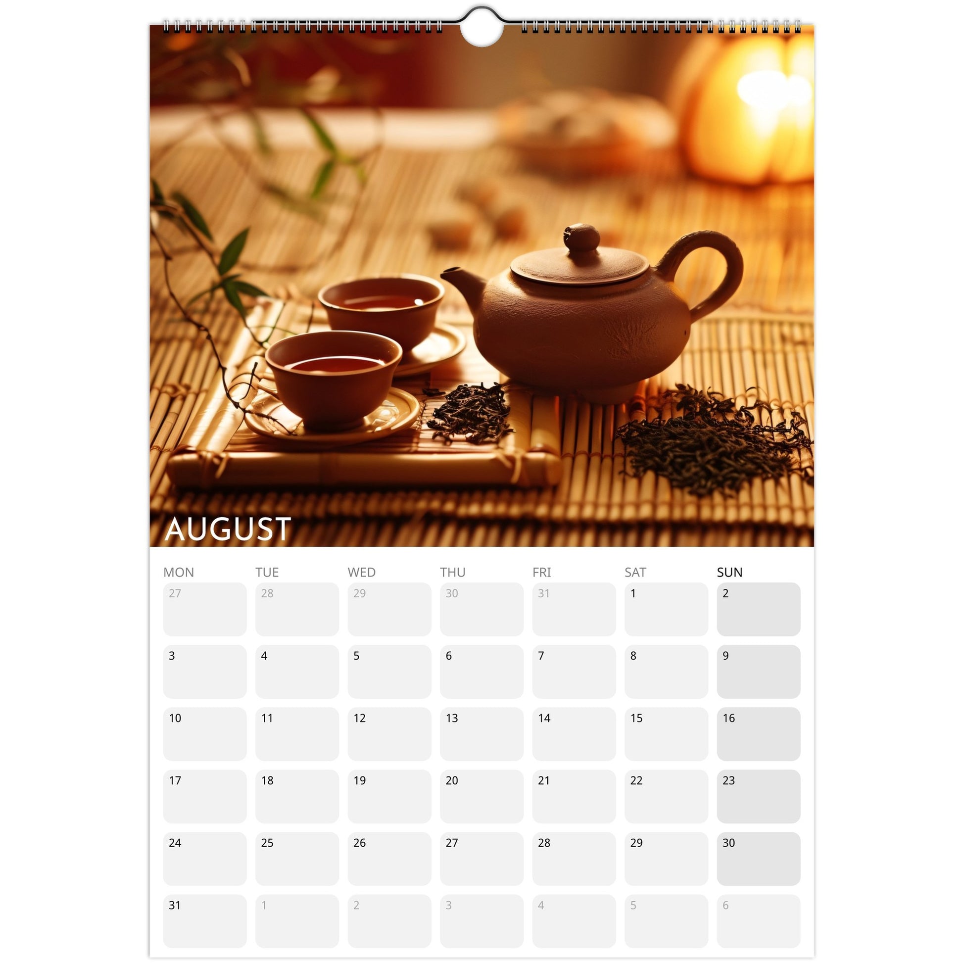 Tea Lovers 2026 A3 wall calendar August