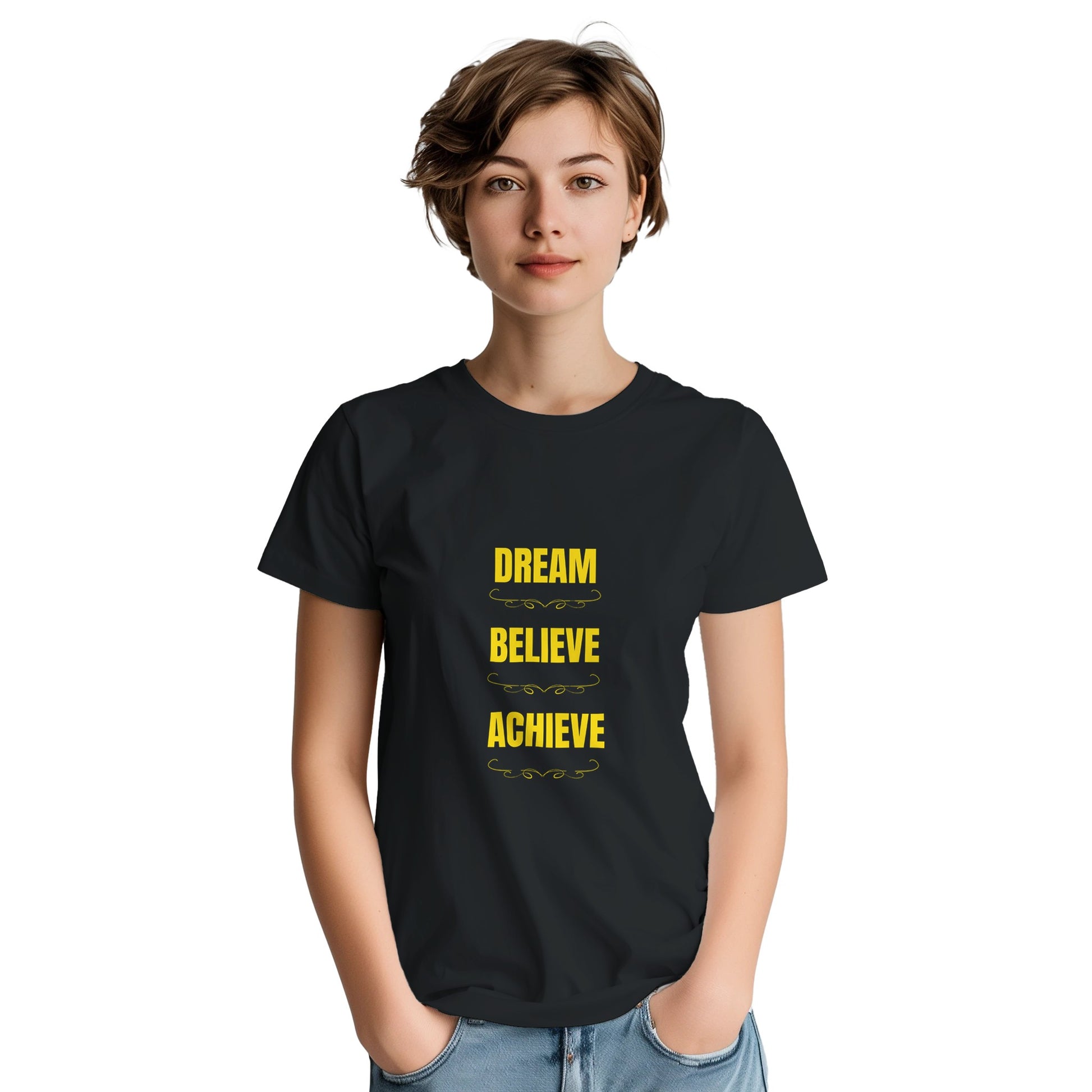 Positive mindset T‑shirt featuring motivational quote design