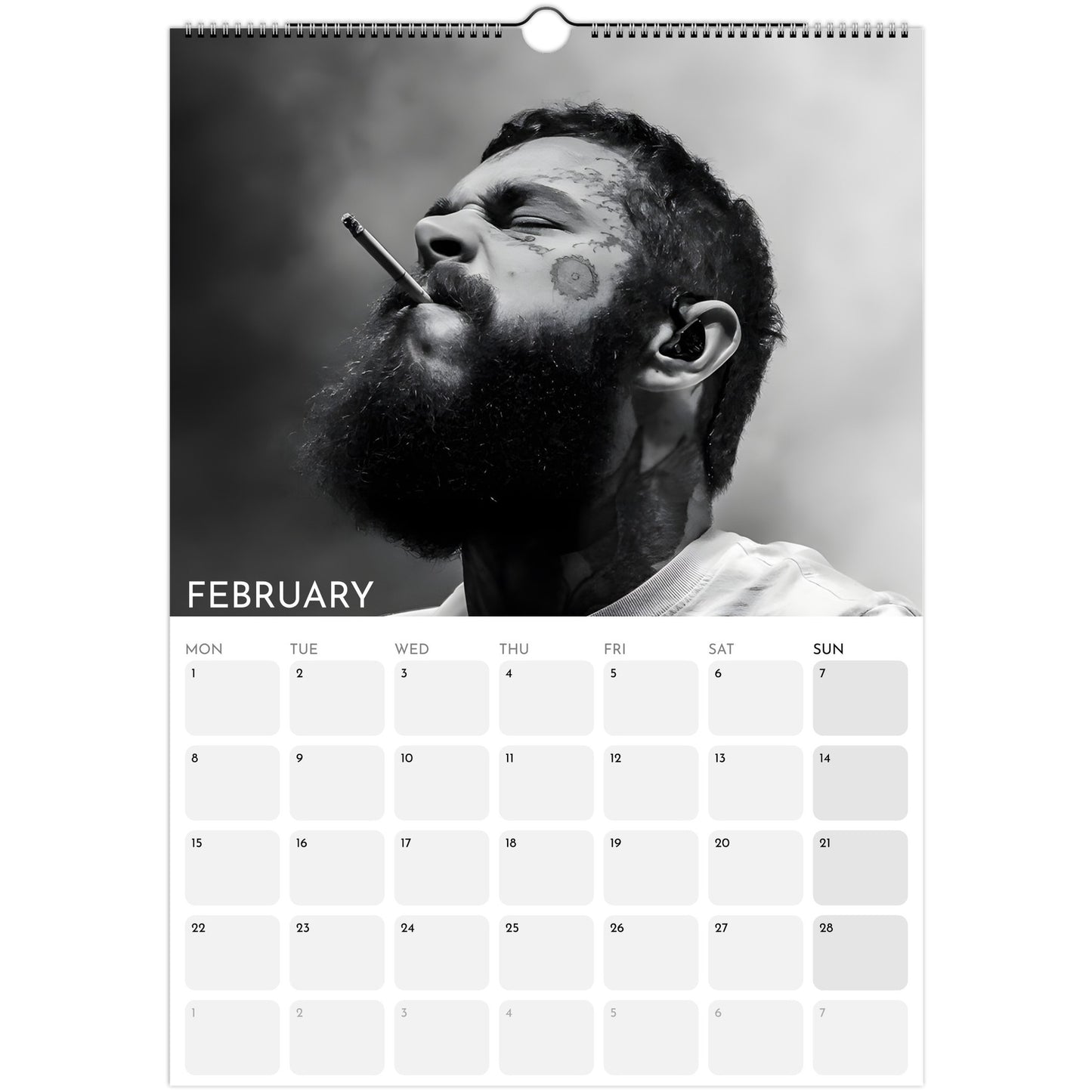 Post Malone 2026 A3 wall calendar February