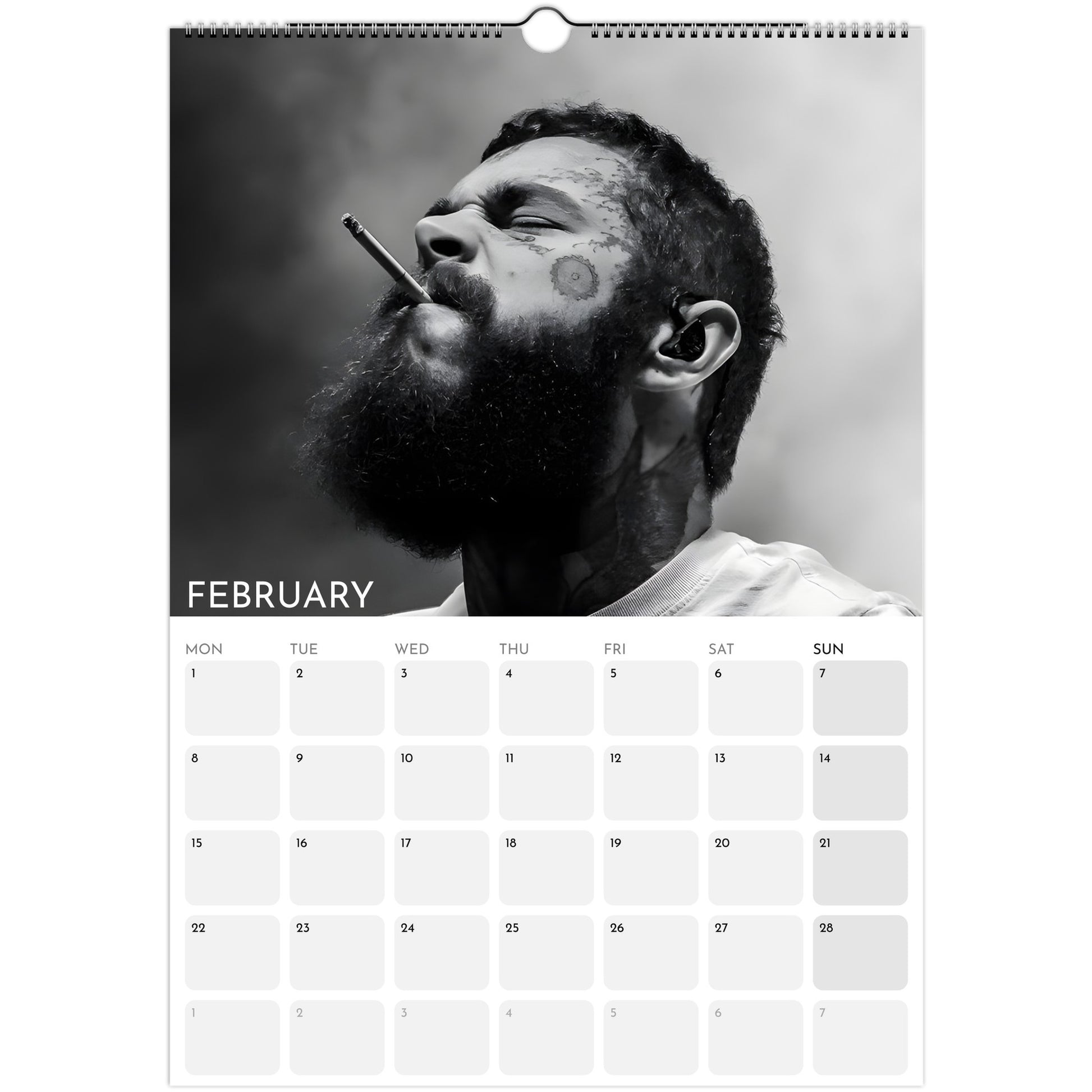 Post Malone 2026 A3 wall calendar February