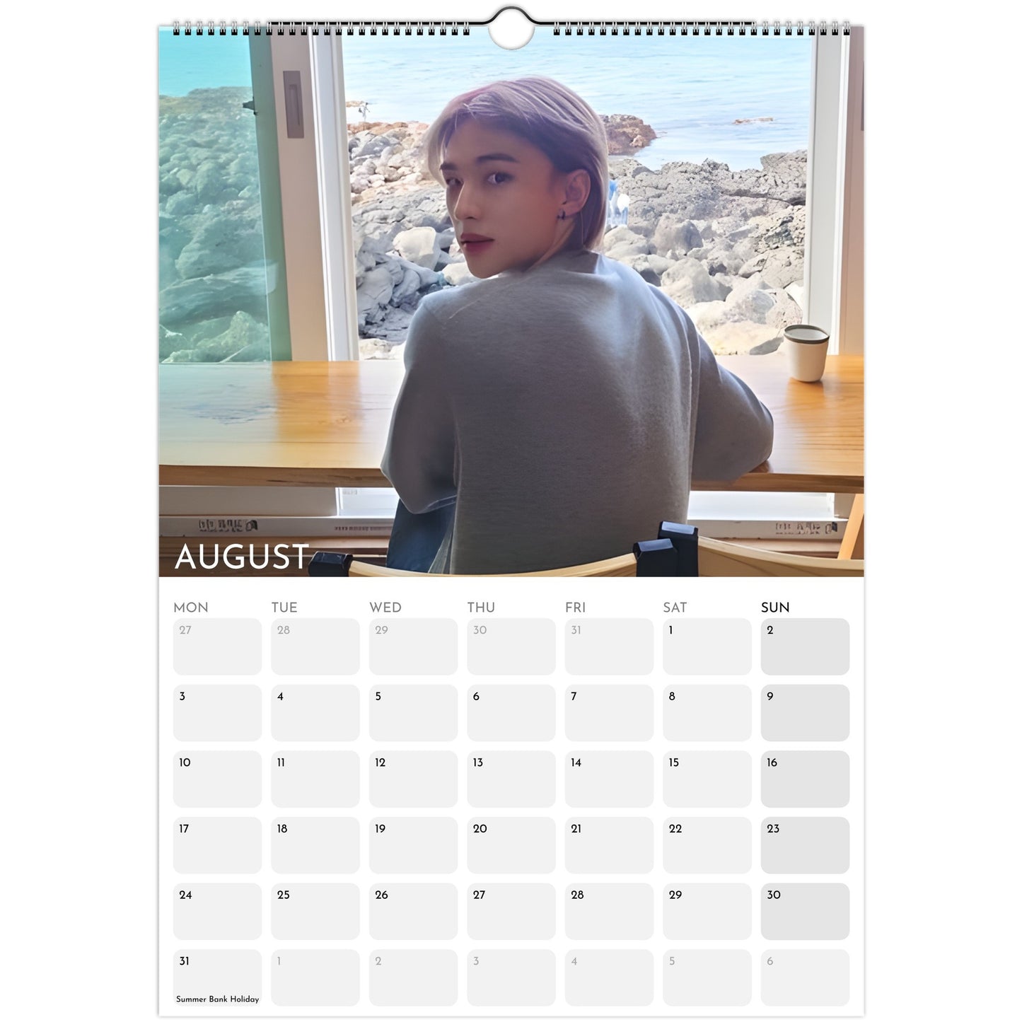 Stray Kids Hyunjin Boyfriend Style 2026 A3 wall calendar August