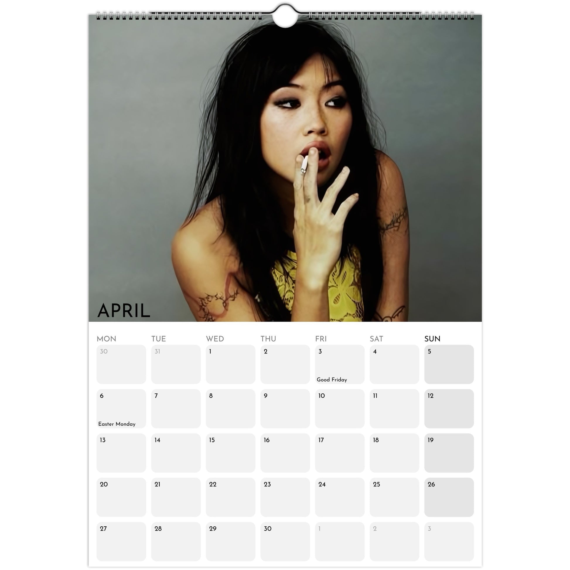 Beabadoobee 2026 A3 wall calendar April