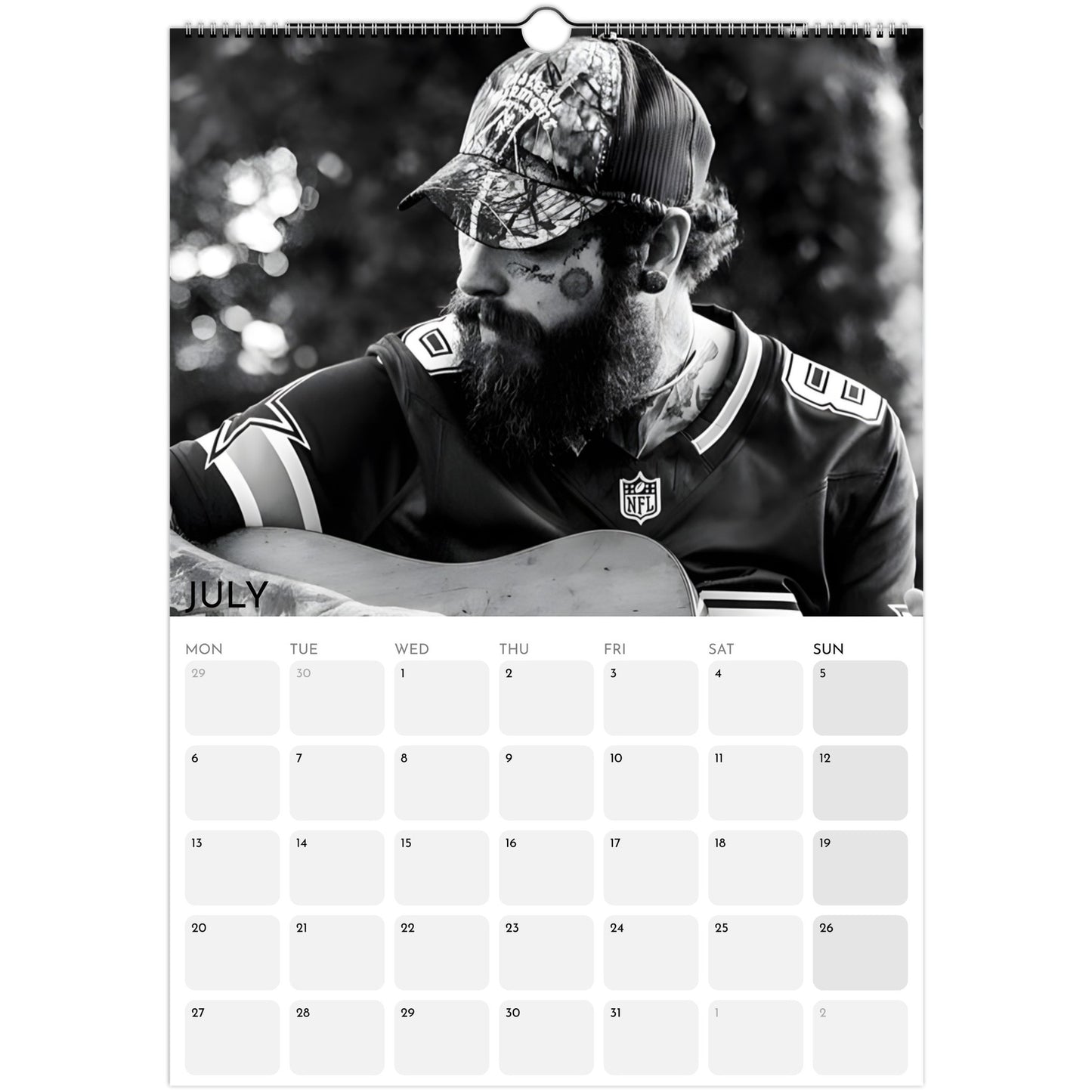 Post Malone 2026 A3 wall calendar July