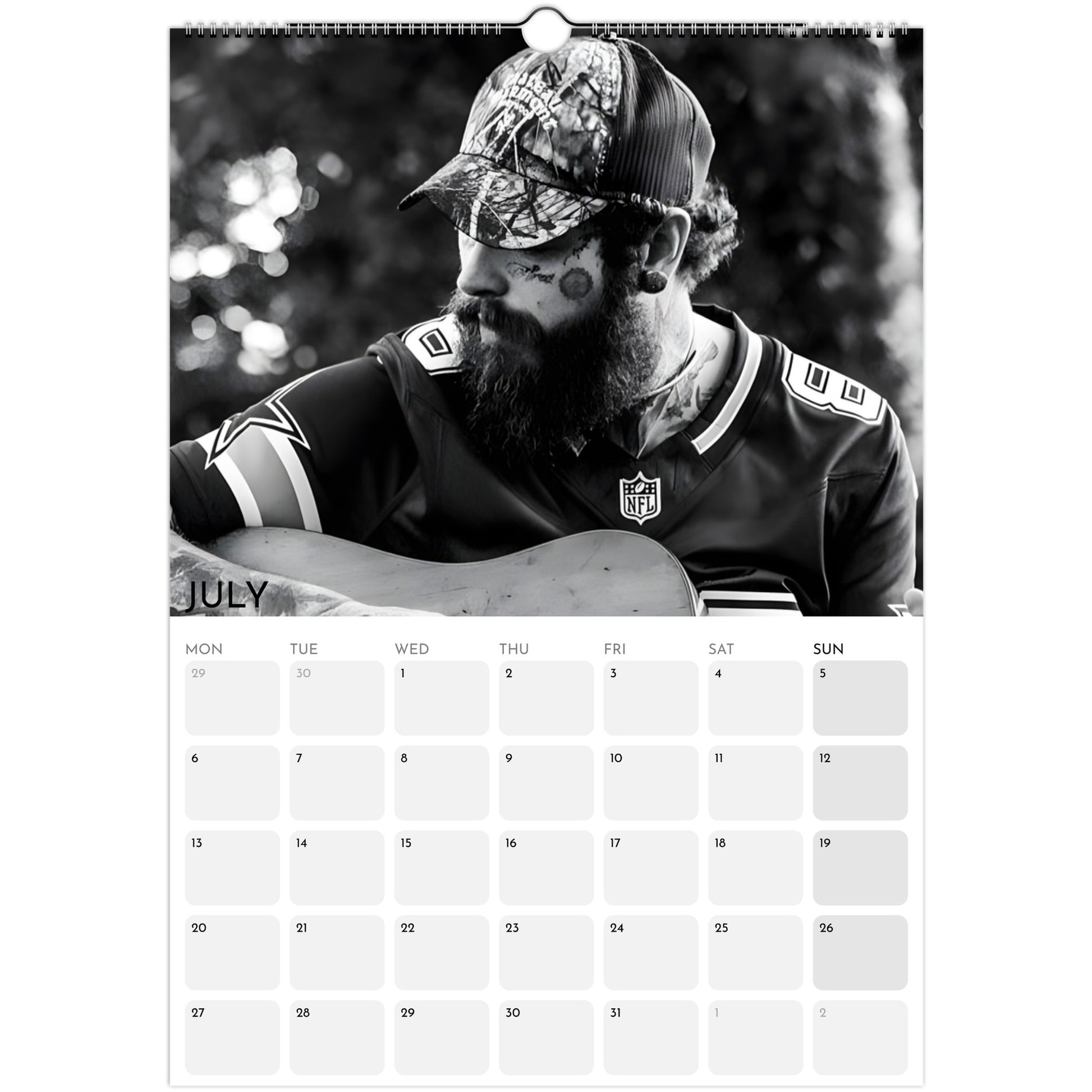 Post Malone 2026 A3 wall calendar July
