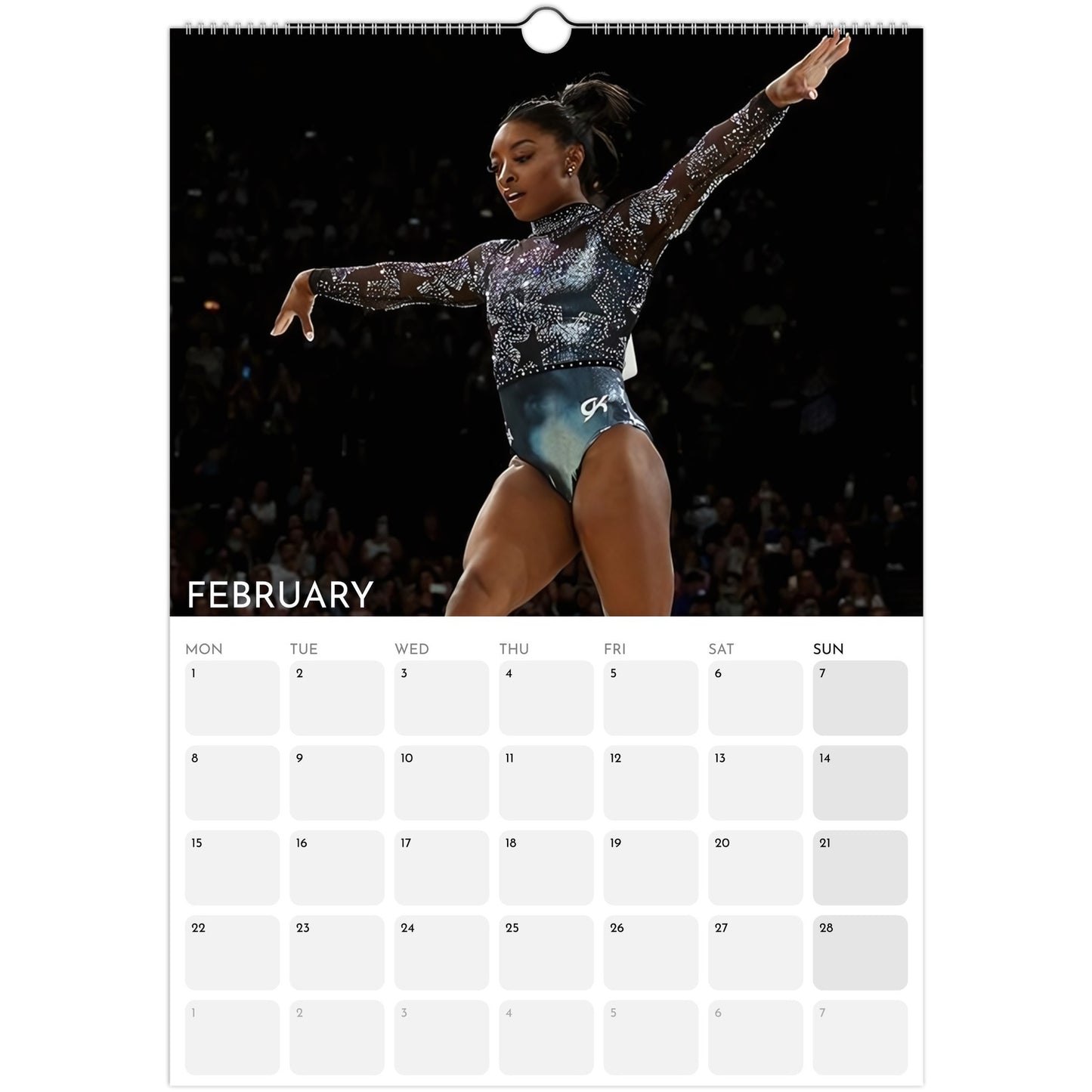 Simone Biles 2026 A3 wall calendar February