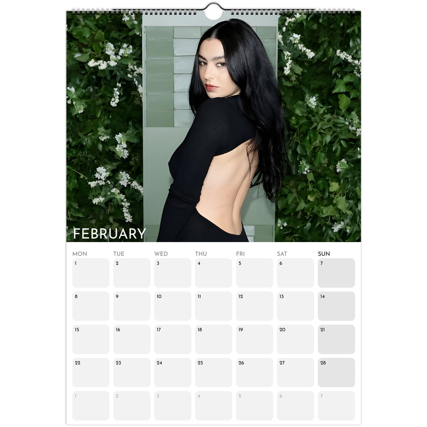 Charli XCX 2026 A3 wall calendar February 2027