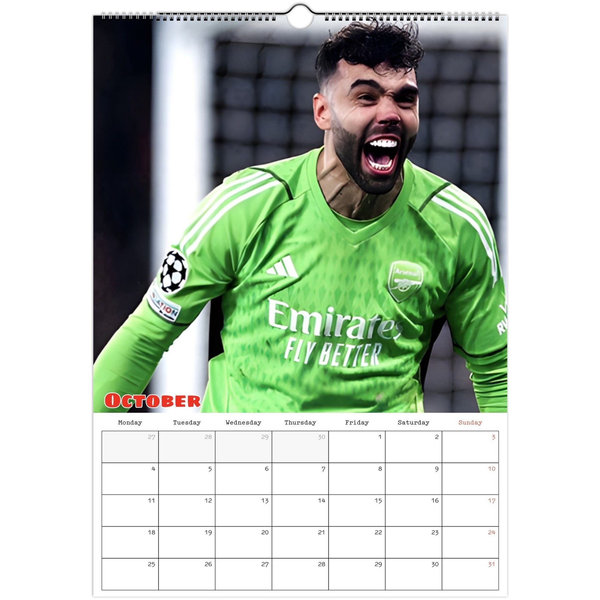 Arsenal Calendar October page